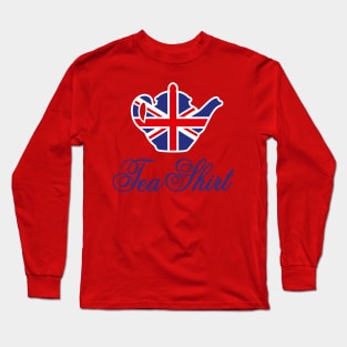 Tea Shirt British teapot Union Jack UK tea pun Long Sleeve T-Shirt